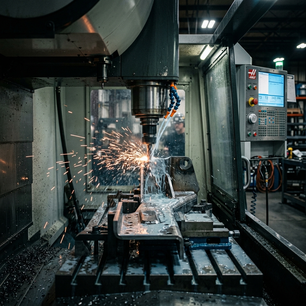 CNC machining process for trailer coupler bodies and ball mount shanks