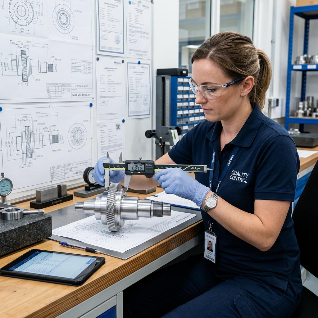 Quality inspection of trailer parts including hole-size, thread and finish checks