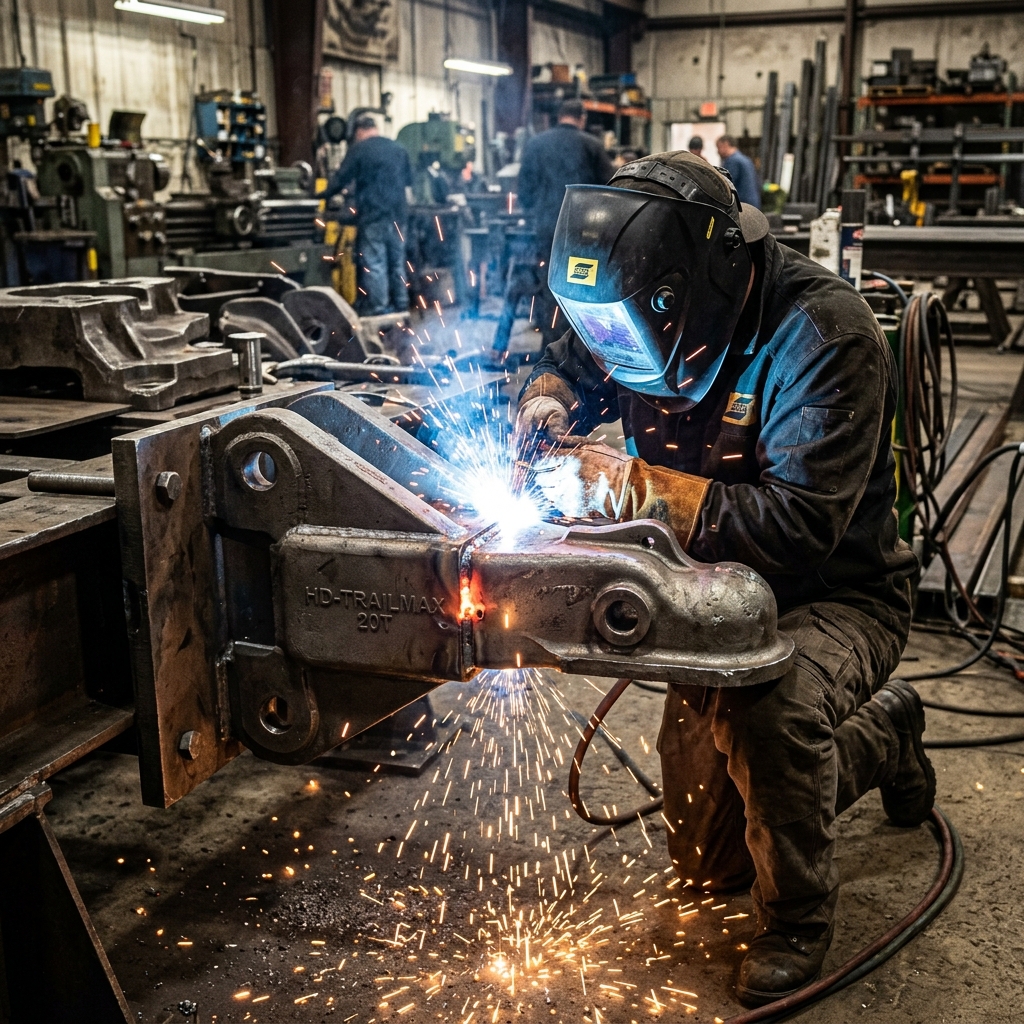 MIG welding of trailer couplers and bracket assemblies